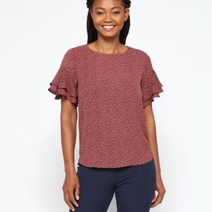 41 Hawthorn Flutter Sleeve Top - Maroon
